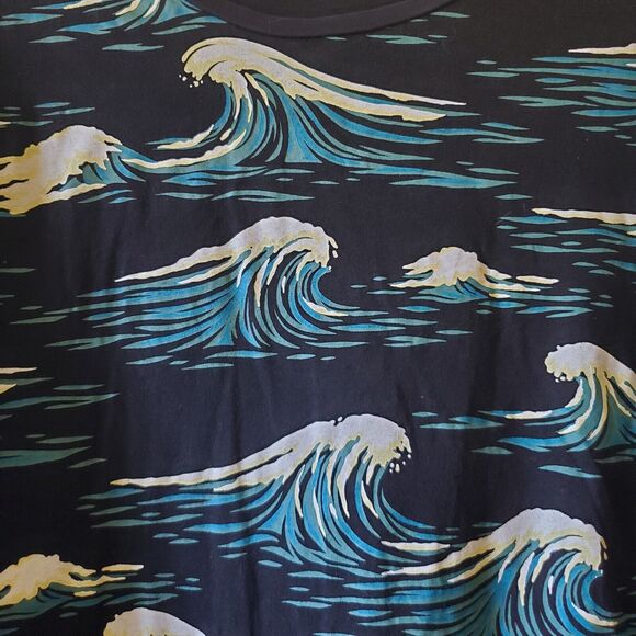 Reason New York Bad Kids Abstract Ocean Waves Graphic T-Shirt Navy Men's Large - Picture 4 of 9